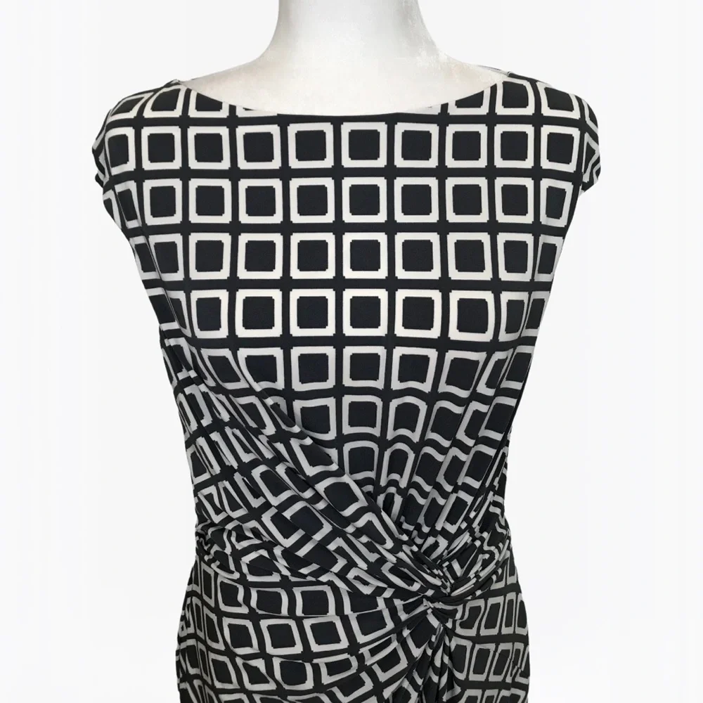 Ralph Lauren Sheath Geo Print Women’s Midi Dress - 10/12 - Picture 6 of 17